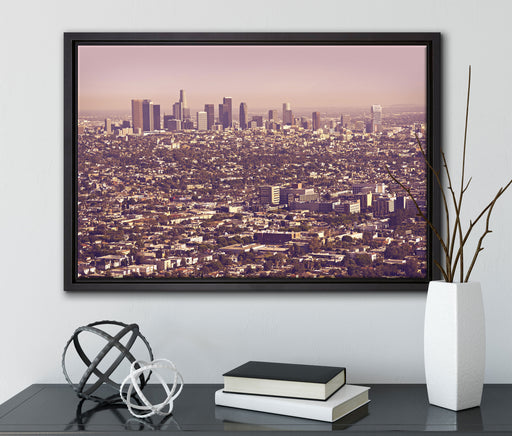 Skyline von Los Angeles auf Leinwandbild gerahmt mit Kirschblüten