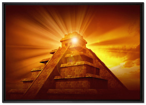 Prächtige Maya Pyramide auf Leinwandbild gerahmt Größe 100x70