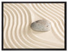 Steine in Sand mit Muster auf Leinwandbild gerahmt Größe 80x60