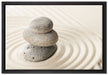 Steine in Sand mit Muster auf Leinwandbild gerahmt Größe 60x40