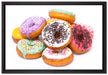 Leckere bunte Donuts auf Leinwandbild gerahmt Größe 60x40