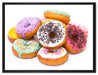 Leckere bunte Donuts auf Leinwandbild gerahmt Größe 80x60