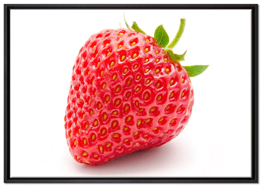 Leckere Erdbeere auf Leinwandbild gerahmt Größe 100x70