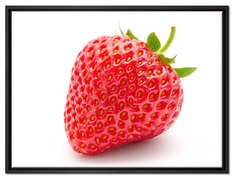 Leckere Erdbeere auf Leinwandbild gerahmt Größe 80x60