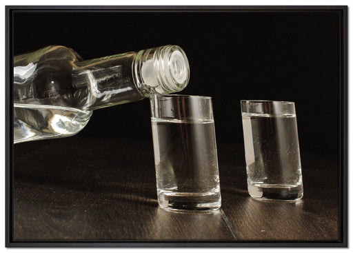 Vodka wird eingeschenkt auf Leinwandbild gerahmt Größe 100x70