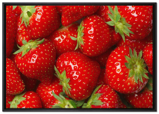Leckere frische Erdbeeren auf Leinwandbild gerahmt Größe 100x70