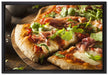 Köstliche italienische Pizza auf Leinwandbild gerahmt Größe 60x40