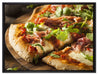 Köstliche italienische Pizza auf Leinwandbild gerahmt Größe 80x60