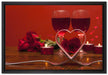 Romantisches Dinner mit Rosen auf Leinwandbild gerahmt Größe 60x40