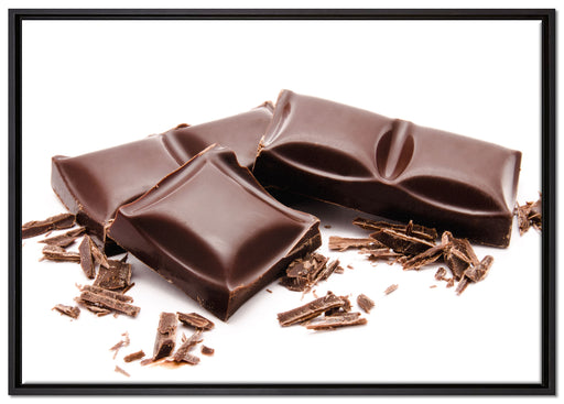 Leckere Tafel Schokolade auf Leinwandbild gerahmt Größe 100x70