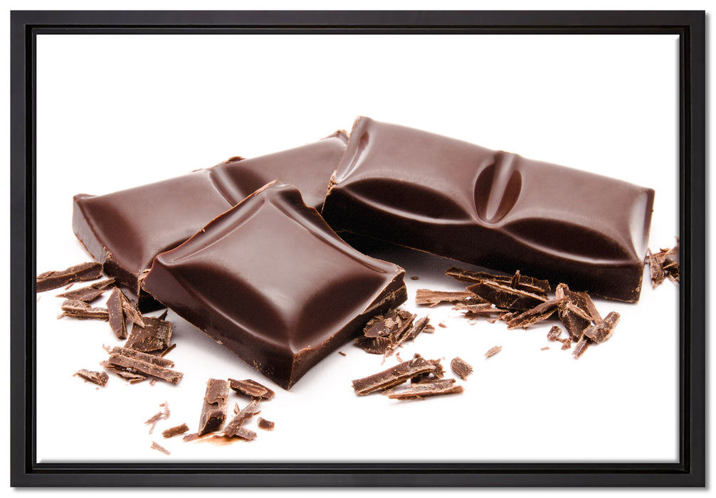 Leckere Tafel Schokolade auf Leinwandbild gerahmt Größe 60x40