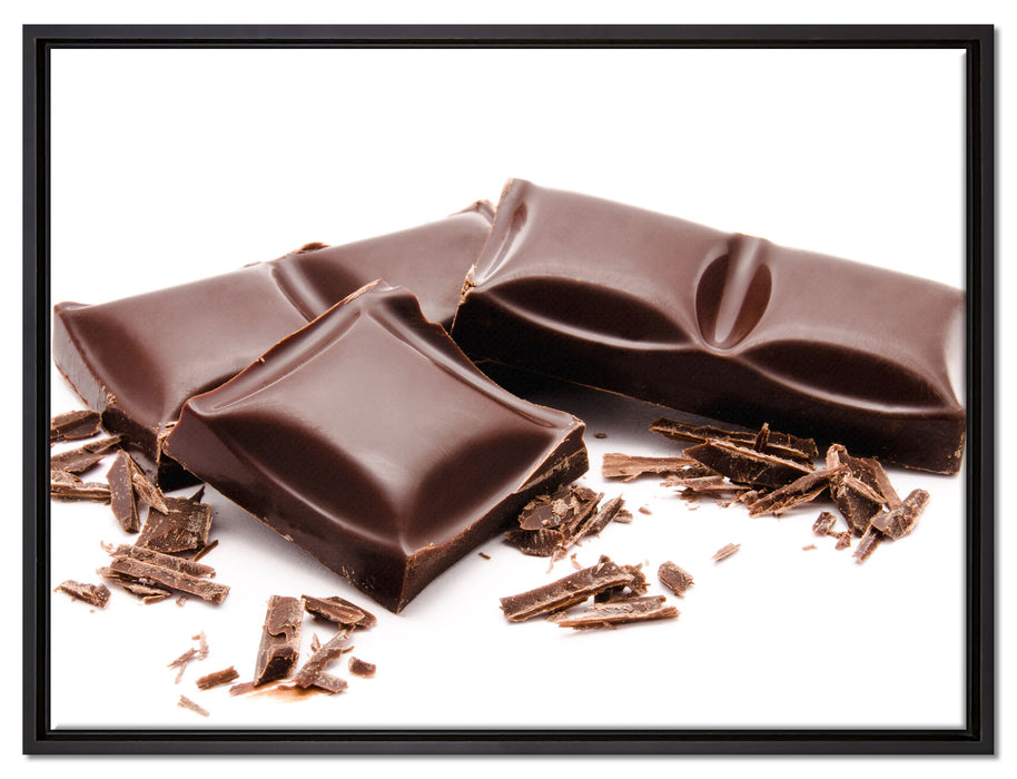 Leckere Tafel Schokolade auf Leinwandbild gerahmt Größe 80x60