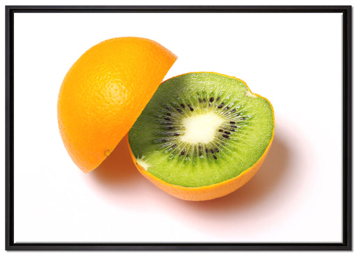 Leckere Kiwi mit Orangenschale auf Leinwandbild gerahmt Größe 100x70