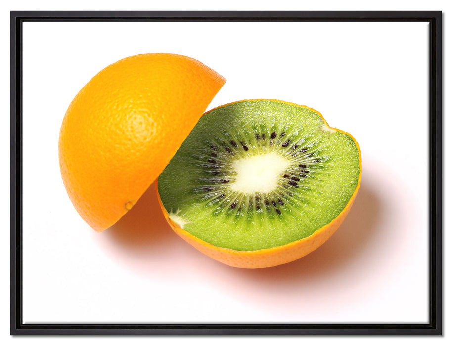 Leckere Kiwi mit Orangenschale auf Leinwandbild gerahmt Größe 80x60