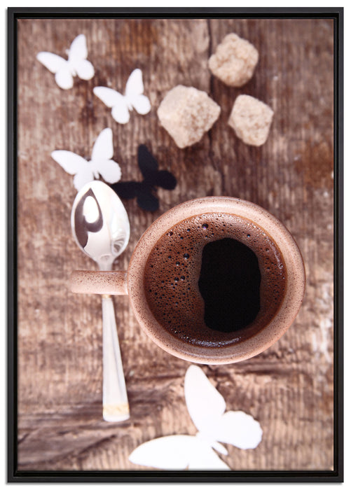 Tasse Kaffee auf Leinwandbild gerahmt Größe 100x70