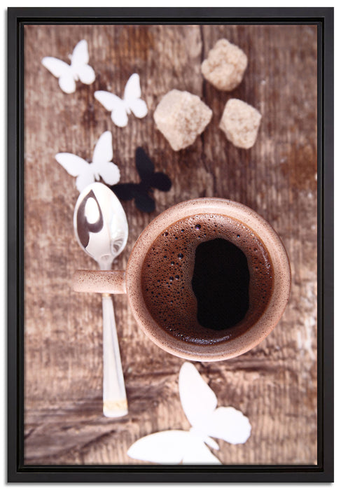 Tasse Kaffee auf Leinwandbild gerahmt Größe 60x40