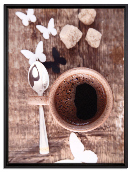 Tasse Kaffee auf Leinwandbild gerahmt Größe 80x60