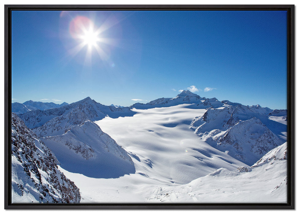 Atemberaubende Winterlandschaft auf Leinwandbild gerahmt Größe 100x70