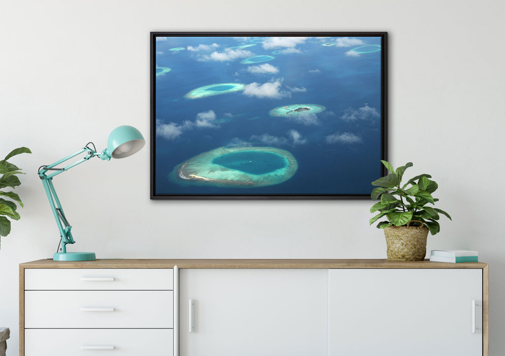 Trauminsel im Meer auf Leinwandbild gerahmt verschiedene Größen im Wohnzimmer