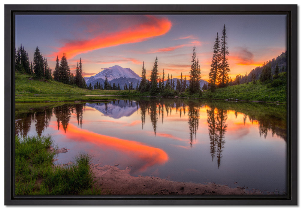 Sonnenaufgang Berglandschaft auf Leinwandbild gerahmt Größe 60x40