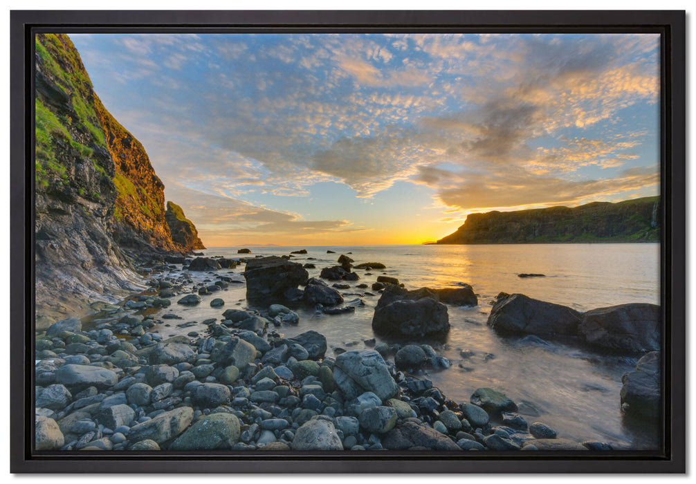 Felsen am Strand auf Leinwandbild gerahmt Größe 60x40
