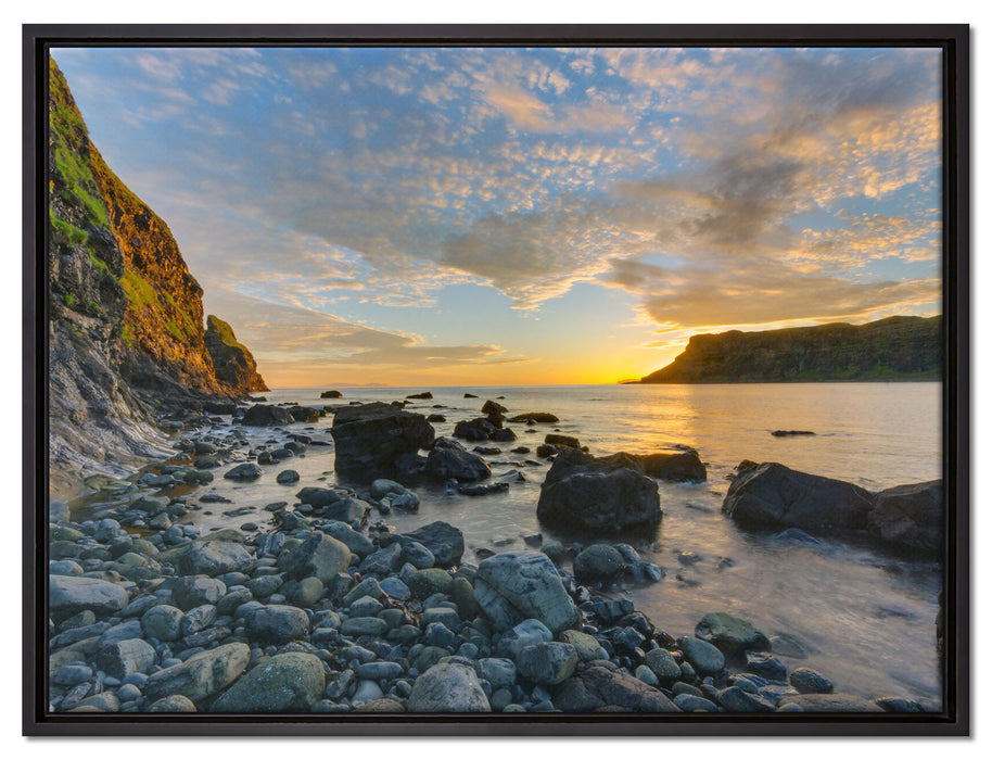 Felsen am Strand auf Leinwandbild gerahmt Größe 80x60