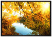 Landschaft mit See und Bäumen auf Leinwandbild gerahmt Größe 100x70