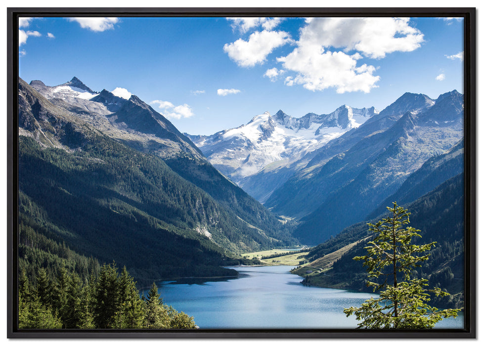 See an Bergen auf Leinwandbild gerahmt Größe 100x70