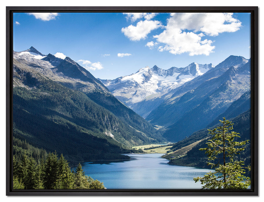 See an Bergen auf Leinwandbild gerahmt Größe 80x60