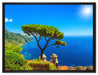 baum am blauen meer auf Leinwandbild gerahmt Größe 80x60
