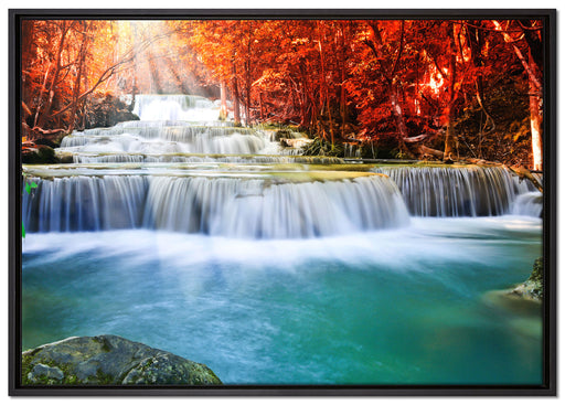 Bach in Herbstlandschaft auf Leinwandbild gerahmt Größe 100x70