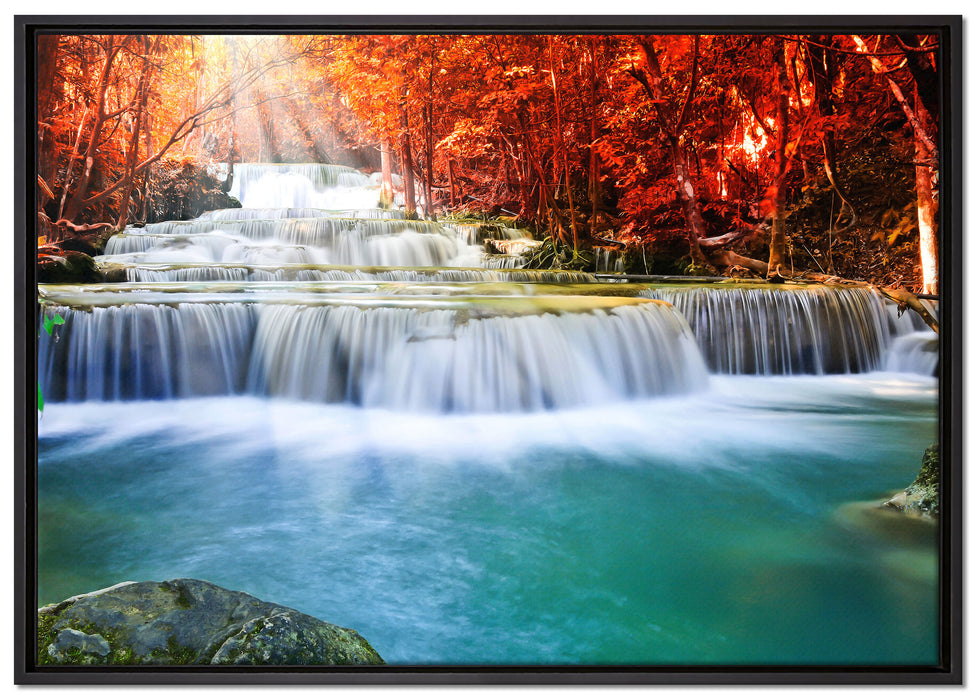 Bach in Herbstlandschaft auf Leinwandbild gerahmt Größe 100x70
