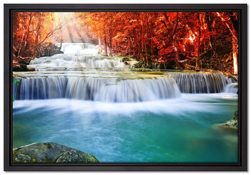 Bach in Herbstlandschaft auf Leinwandbild gerahmt Größe 60x40