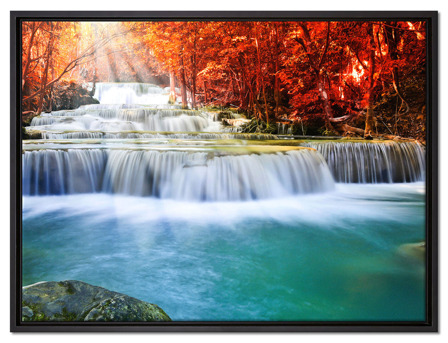 Bach in Herbstlandschaft auf Leinwandbild gerahmt Größe 80x60