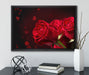 Rosen auf Leinwandbild gerahmt mit Kirschblüten