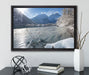 Winterlandschaft See auf Leinwandbild gerahmt mit Kirschblüten