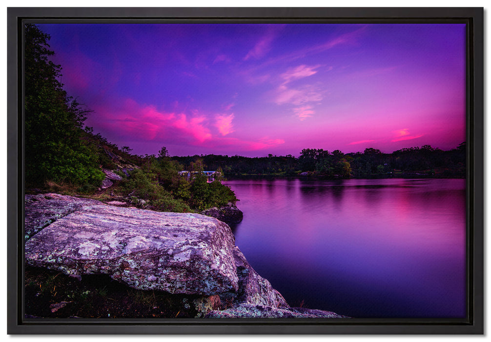 Lila Seelandschaft auf Leinwandbild gerahmt Größe 60x40