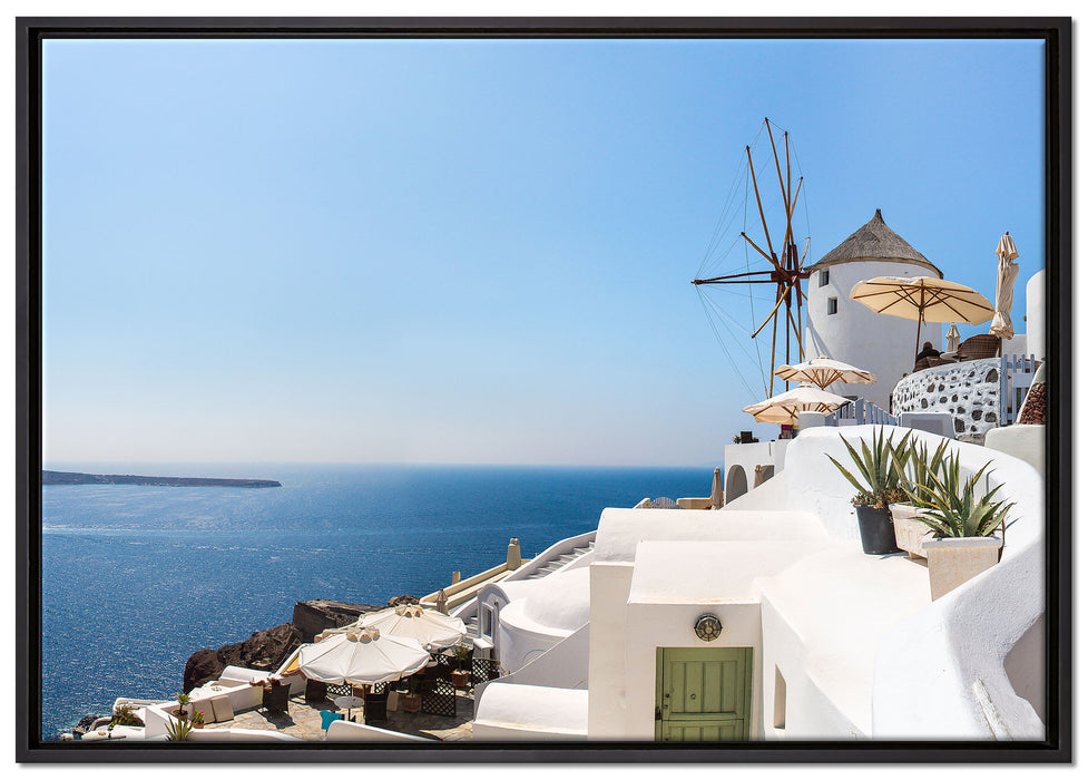 Stadt am Meer auf Leinwandbild gerahmt Größe 100x70