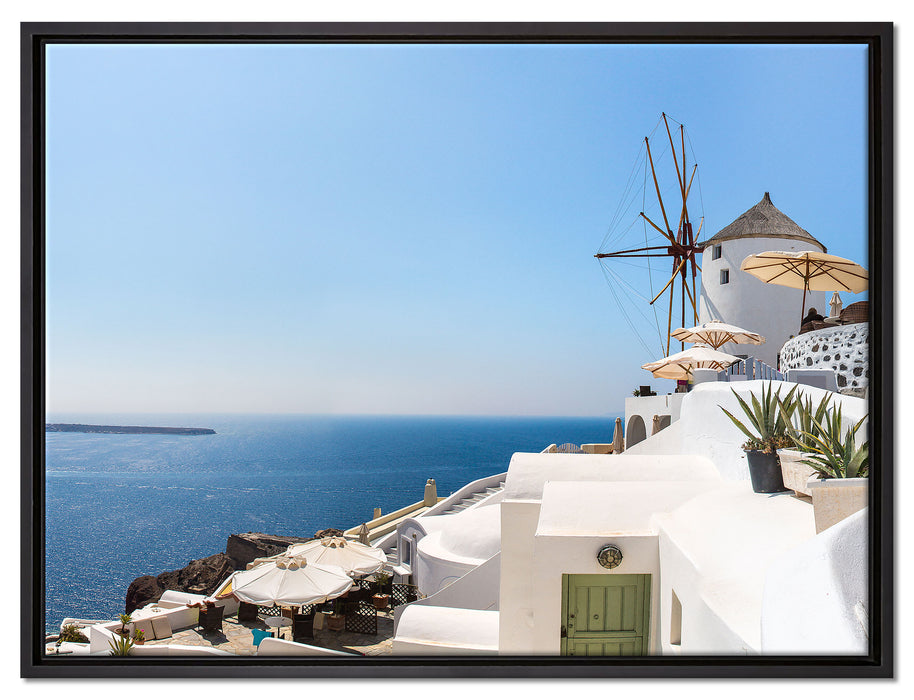 Stadt am Meer auf Leinwandbild gerahmt Größe 80x60