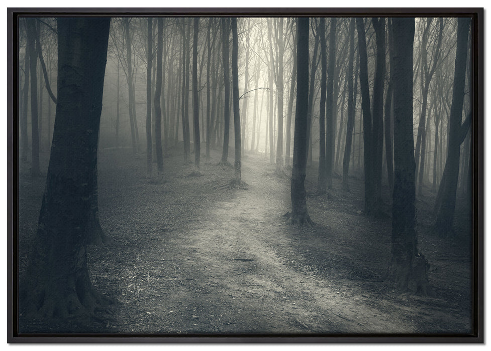 Düstere Landschaft schwarz weiß auf Leinwandbild gerahmt Größe 100x70