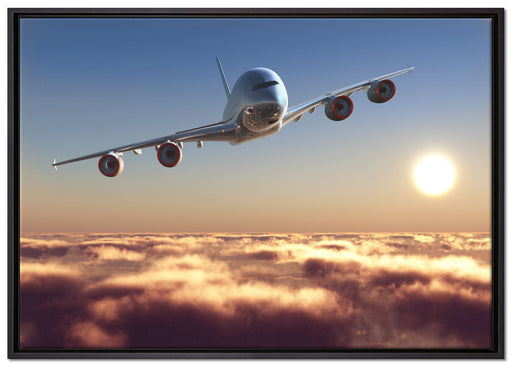 Flugzeug auf Leinwandbild gerahmt Größe 100x70