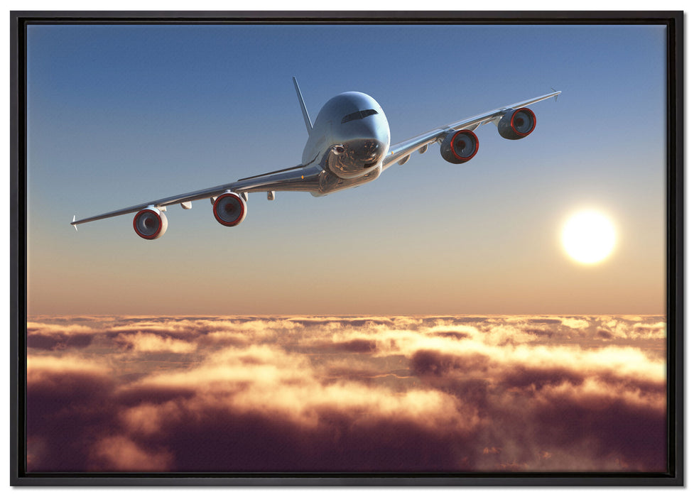Flugzeug auf Leinwandbild gerahmt Größe 100x70