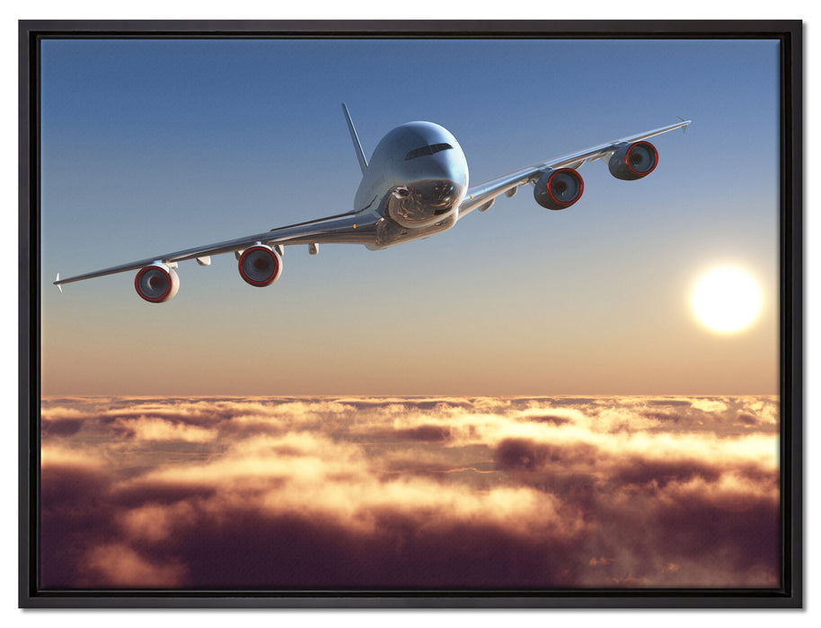 Flugzeug auf Leinwandbild gerahmt Größe 80x60