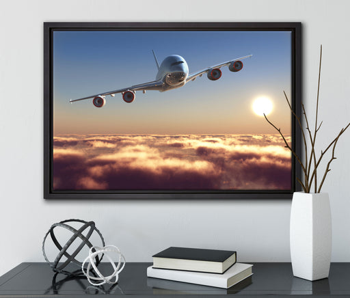 Flugzeug auf Leinwandbild gerahmt mit Kirschblüten