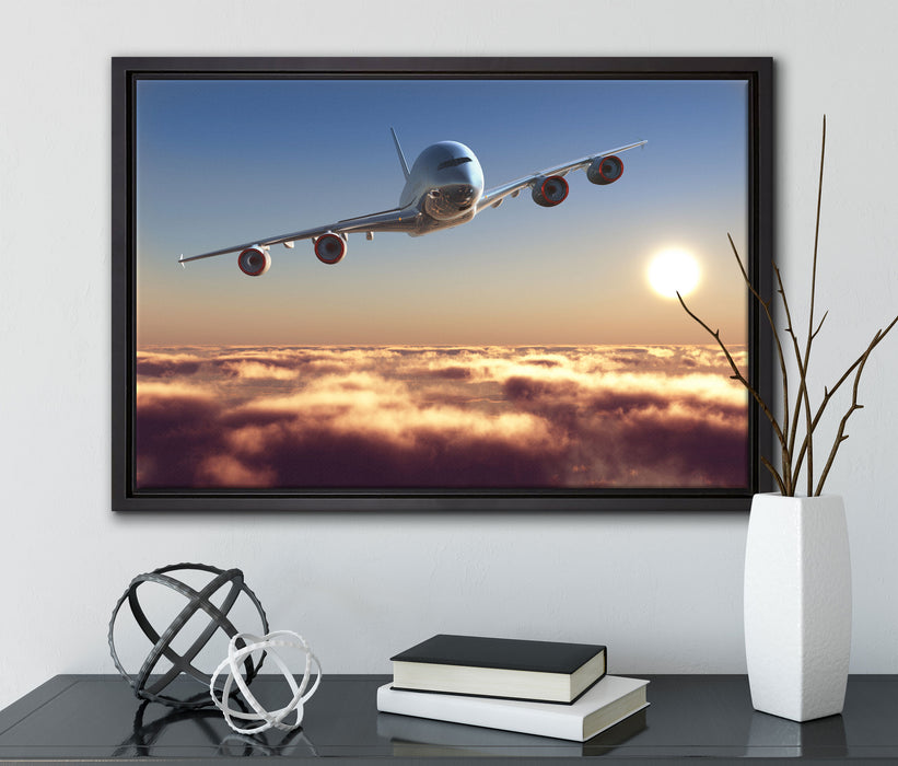 Flugzeug auf Leinwandbild gerahmt mit Kirschblüten