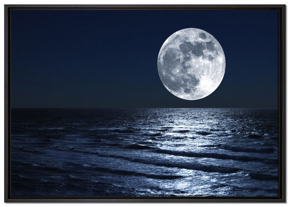 Meer in Dunkelheit auf Leinwandbild gerahmt Größe 100x70