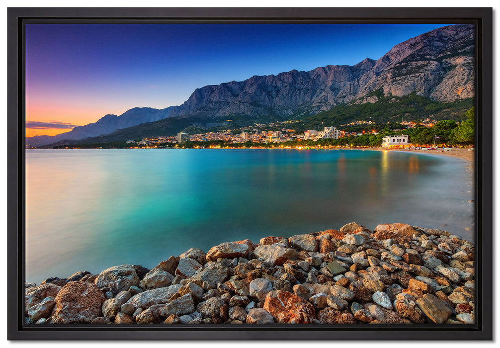 Meer an Traumstadt auf Leinwandbild gerahmt Größe 60x40