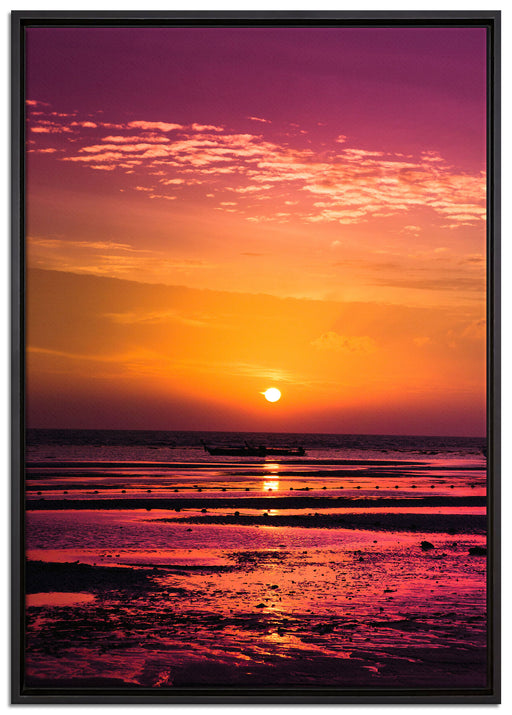 Sonnenaufgang über Meer auf Leinwandbild gerahmt Größe 100x70