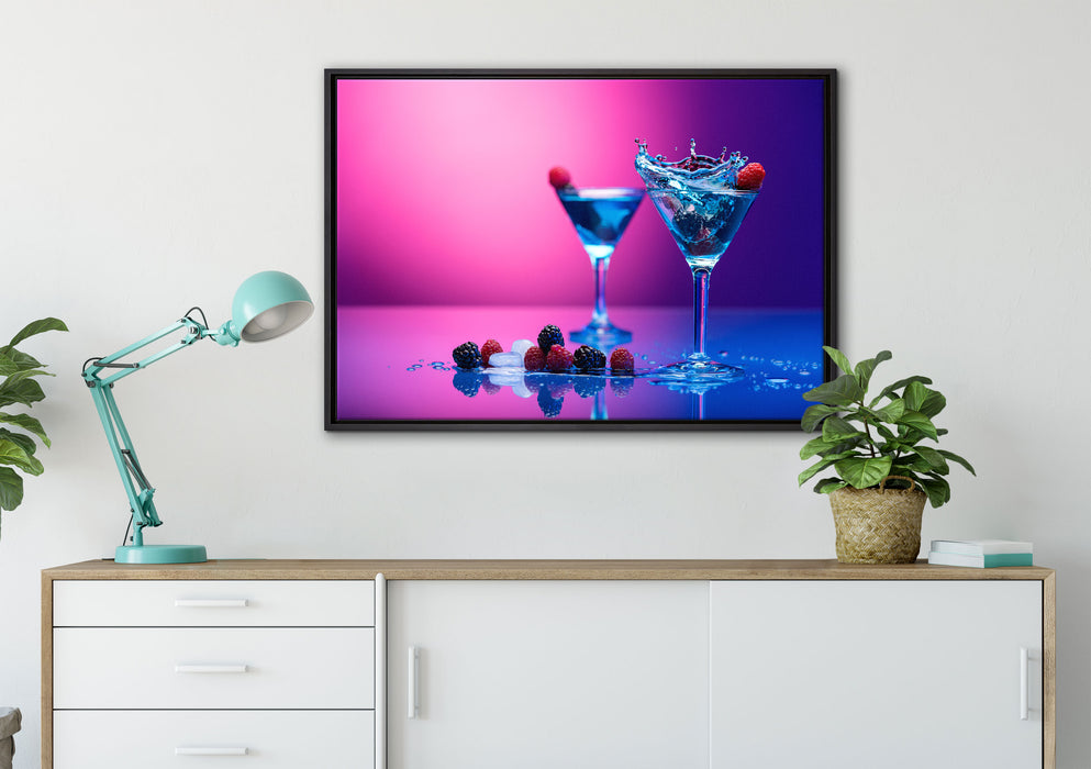Coole Cocktails auf Leinwandbild gerahmt verschiedene Größen im Wohnzimmer