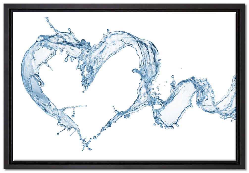 Herz aus Wasser auf Leinwandbild gerahmt Größe 60x40